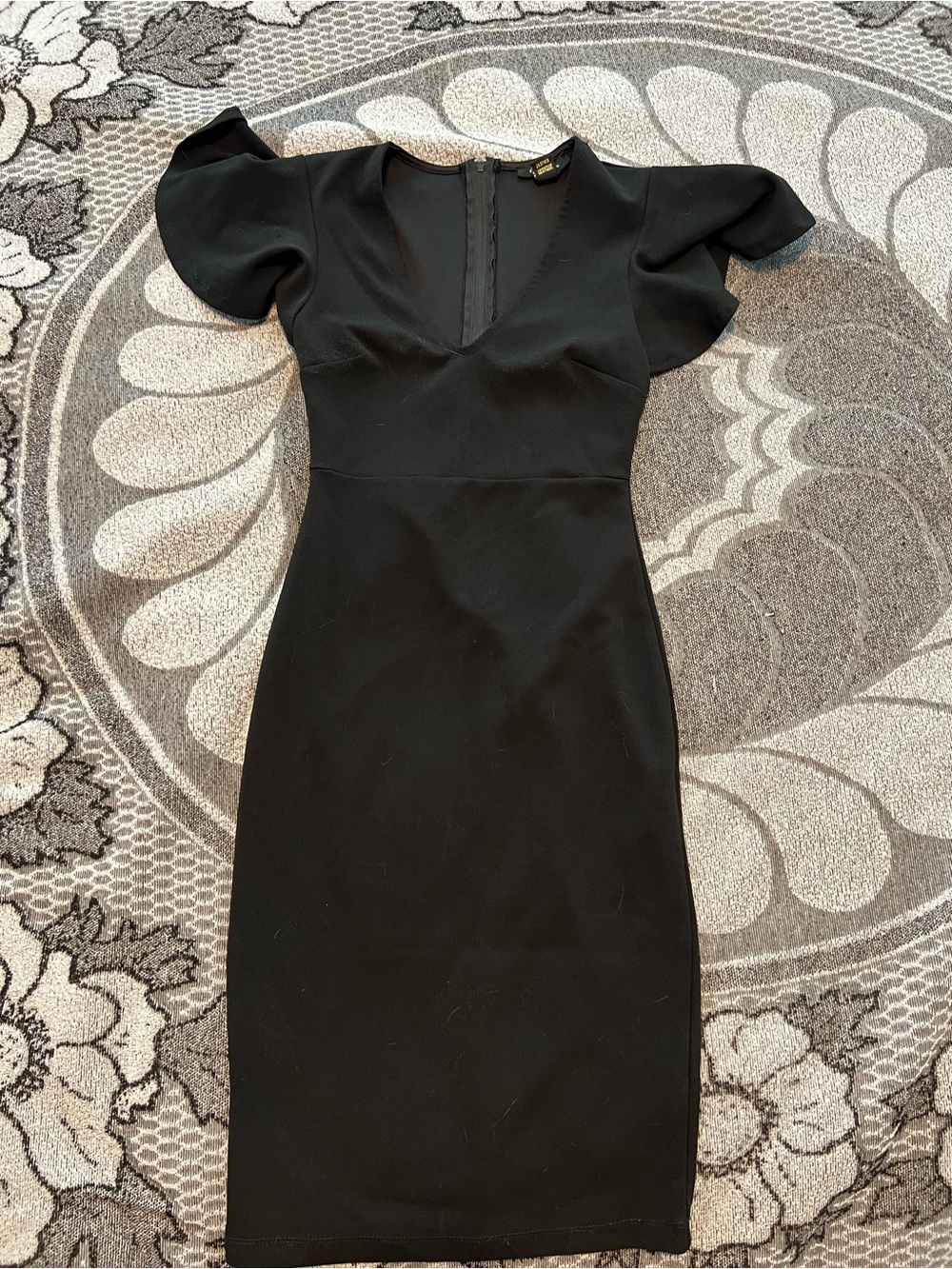 Revamped Black Mini Sheath Dress with Flutter Sleeves